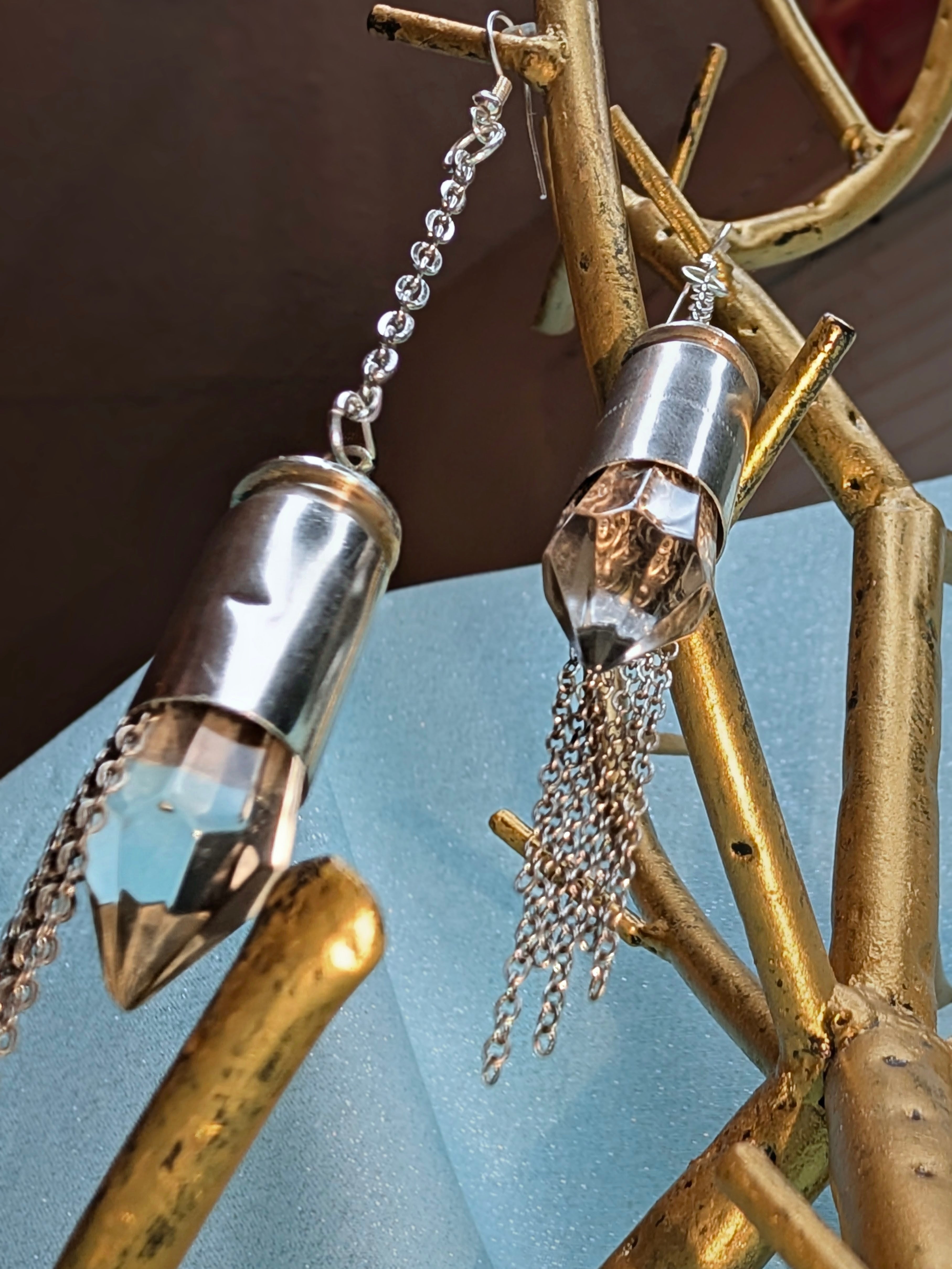 Silver Chandelier Bullet Earings