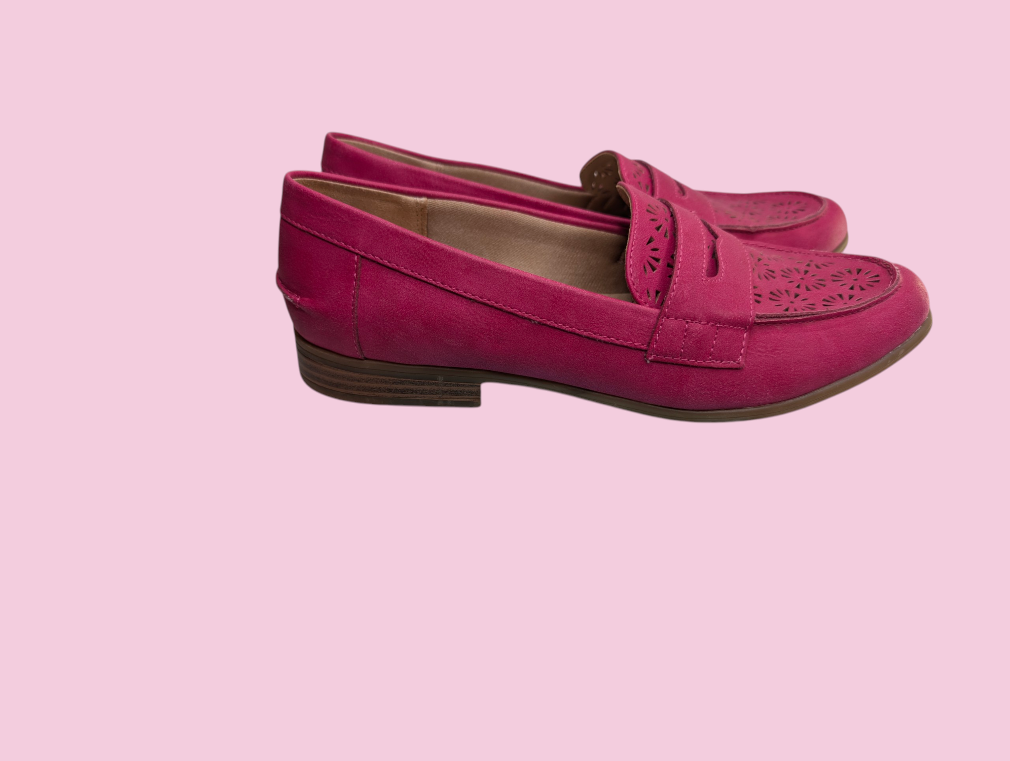 Pink Suede Loafers