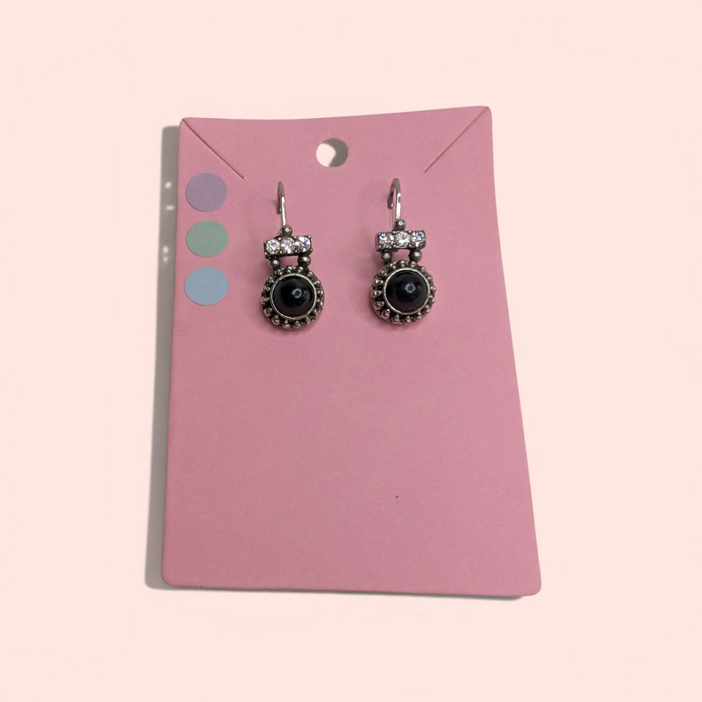 Vintage Brighton Silver & Onyx Earings