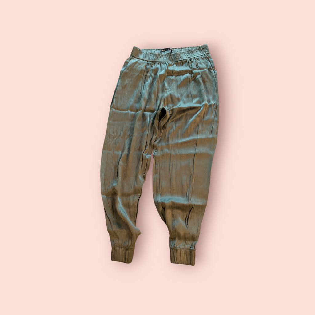 Teal Satin Genie Pants