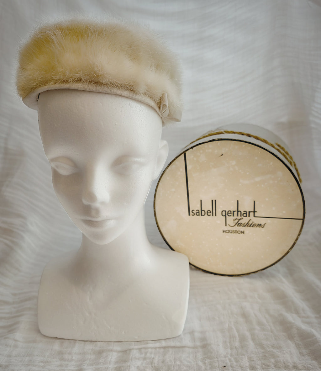 Vintage Honey Mink Pill Box Hat