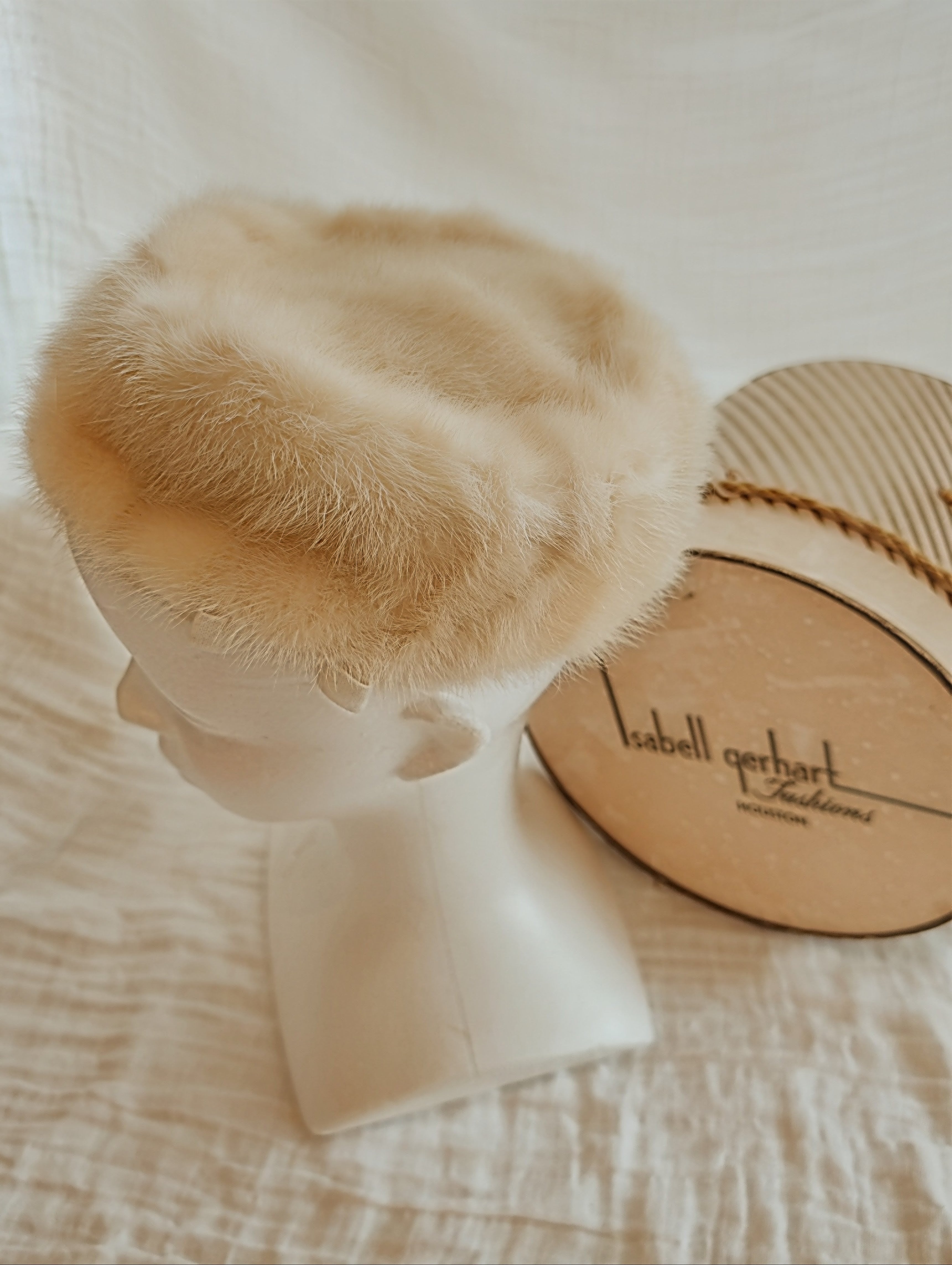 Vintage Honey Mink Pill Box Hat