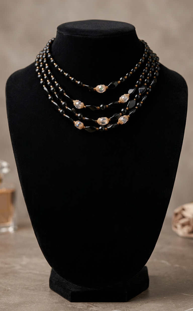 Multi-layered Obsidian Necklace