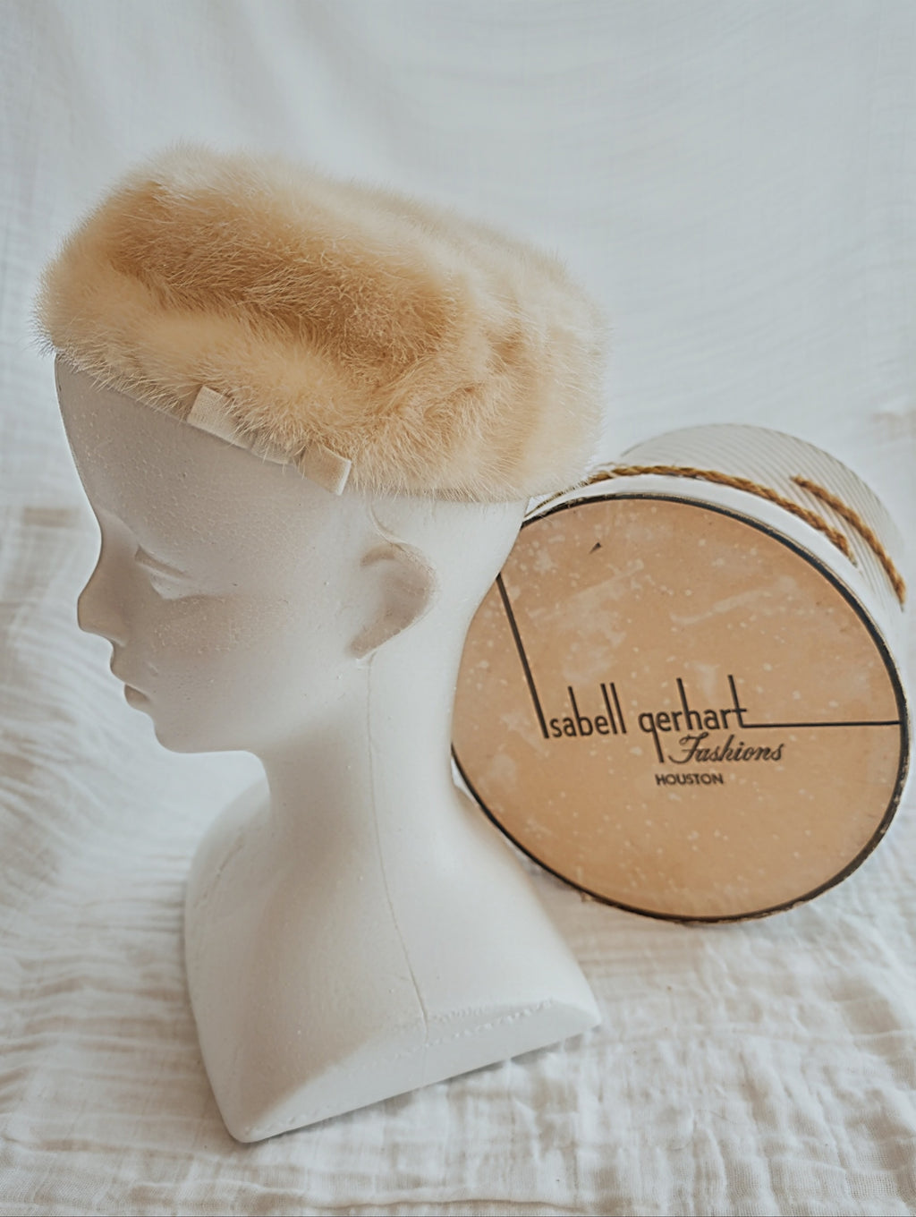 Vintage Honey Mink Pill Box Hat