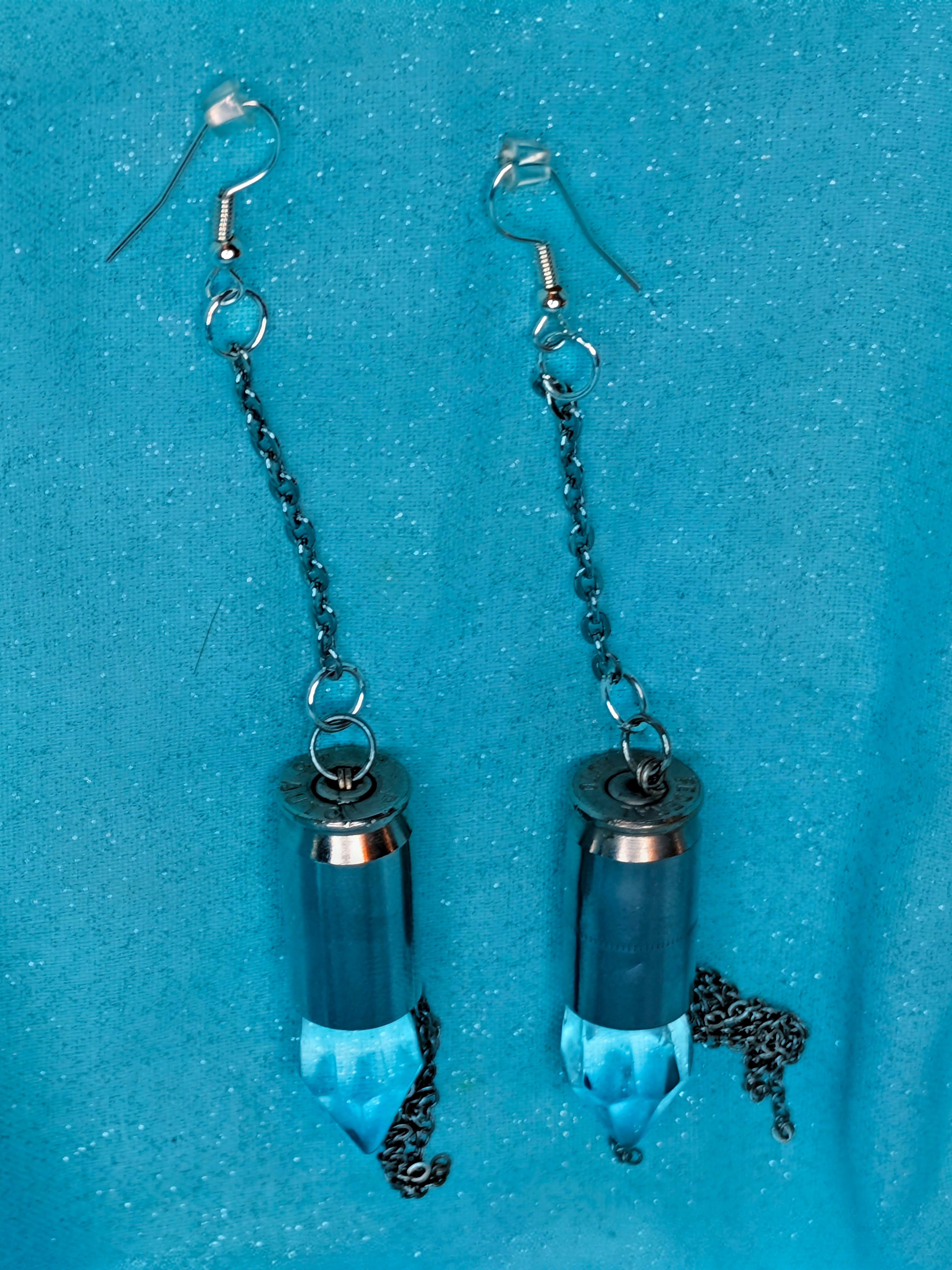 Silver Chandelier Bullet Earings