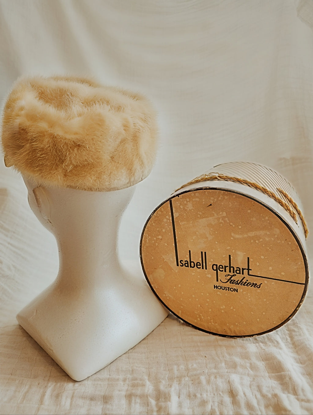 Vintage Honey Mink Pill Box Hat